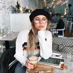 Simple color banded sweater